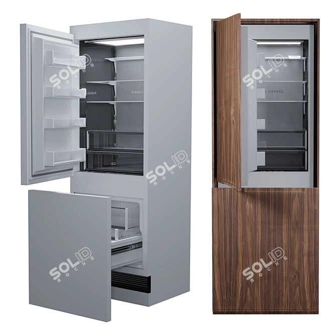 F&P Built-in Fridge Freezer 3D model image 2