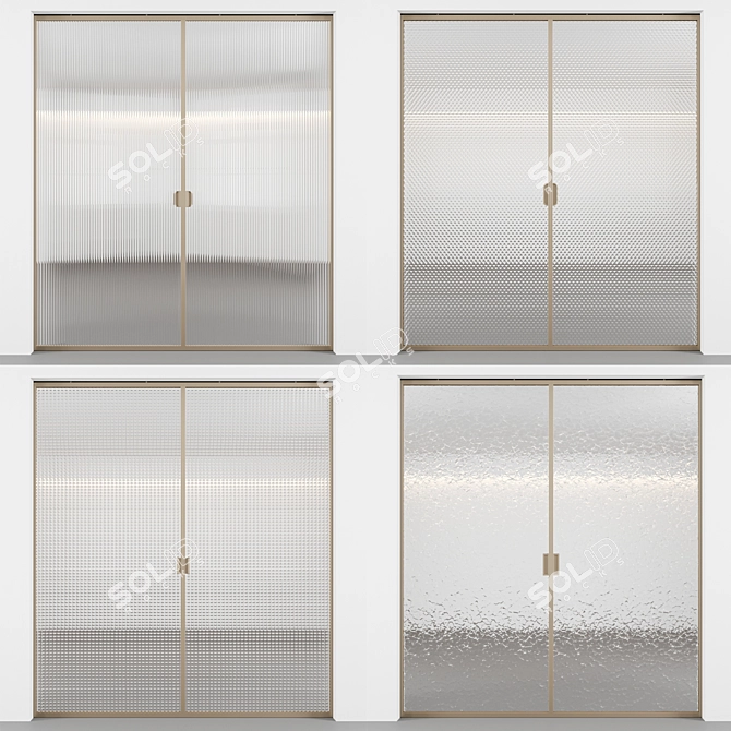 Embossed Glass Sliding Doors Kit 3D model image 1