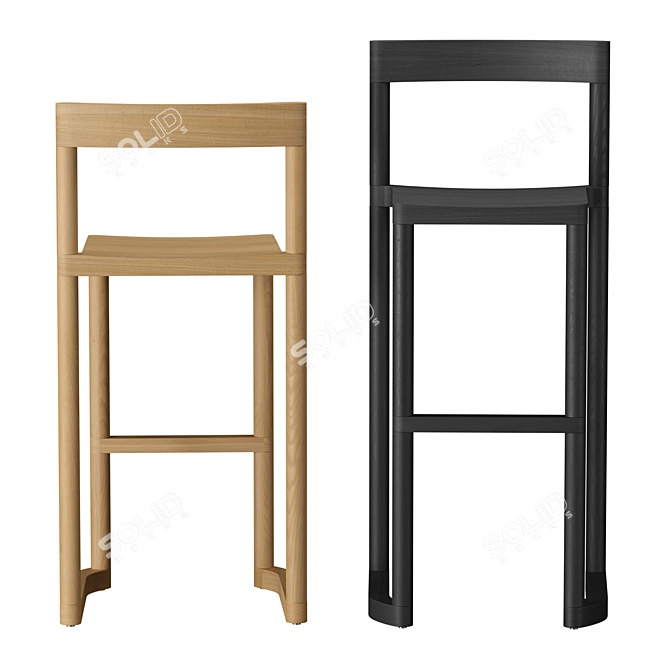 Resident Pier Barstool: Elegant Oak Seating 3D model image 3