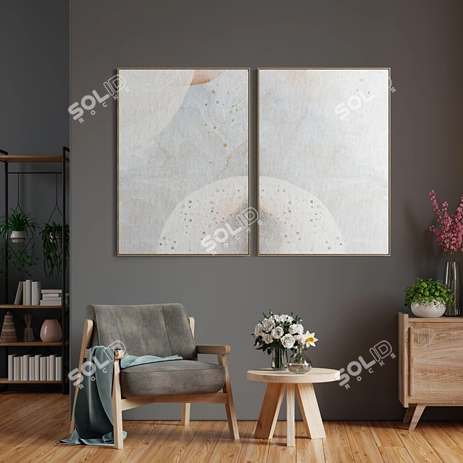 Modern Abstract Photo Frame Set 3D model image 4