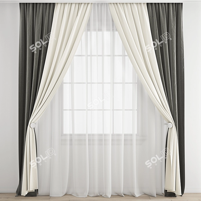 Luxury Polygonal Curtain Model 3D model image 1