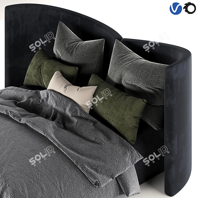 Luxury Tufty Bed: 200*180 CM 3D model image 2