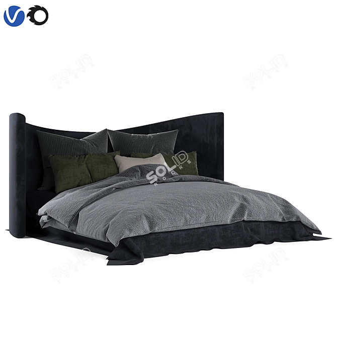 Luxury Tufty Bed: 200*180 CM 3D model image 4