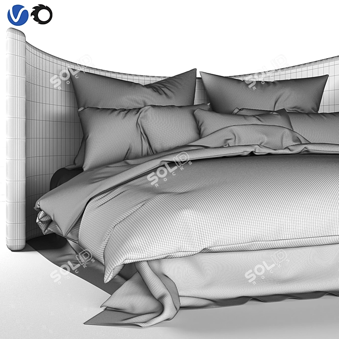 Luxury Tufty Bed: 200*180 CM 3D model image 5