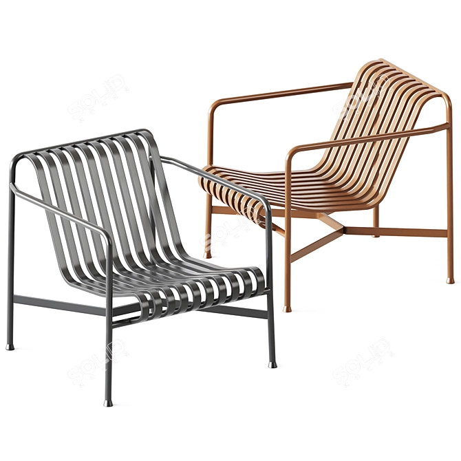 Hay Palissade Low Olive Lounge Chair 3D model image 1