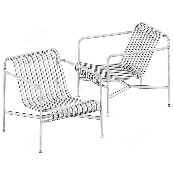 Hay Palissade Low Olive Lounge Chair 3D model image 2