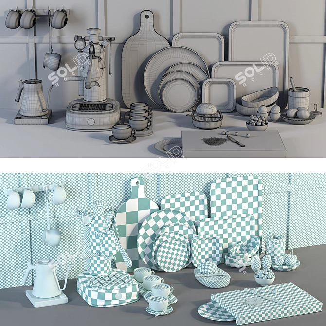 Essential Kitchen Accessories 3D model image 5