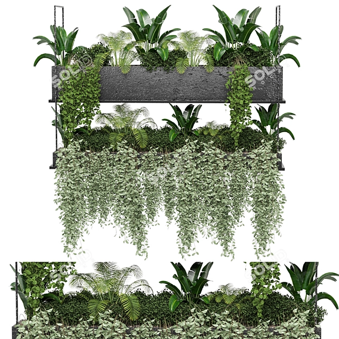 Metal Box Hanging Plant Set 3D model image 2