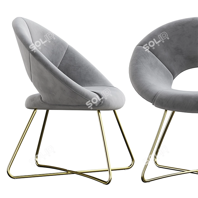 Elegant Williams Velvet Chair 3D model image 3