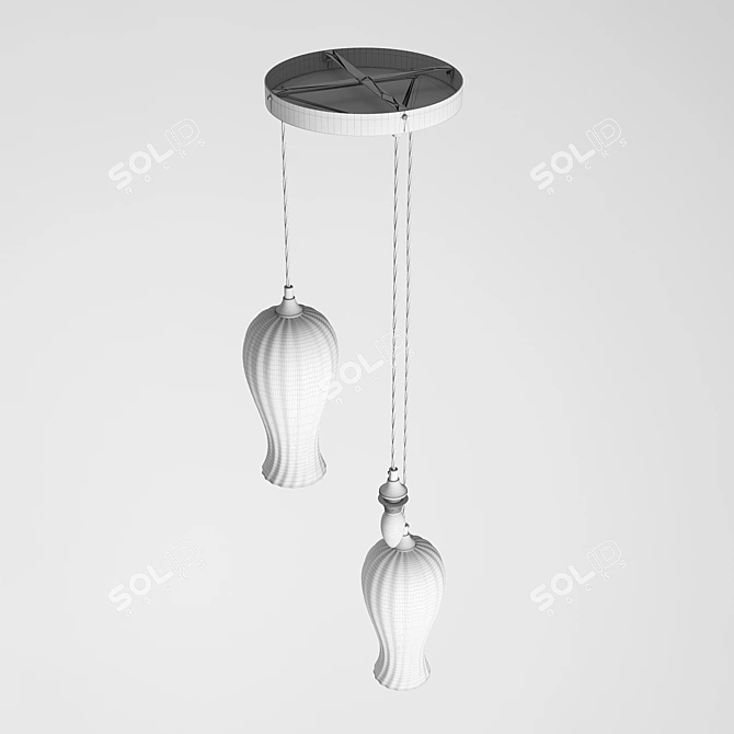 Title: Elegant Glass Lantern Pendant Light 3D model image 6