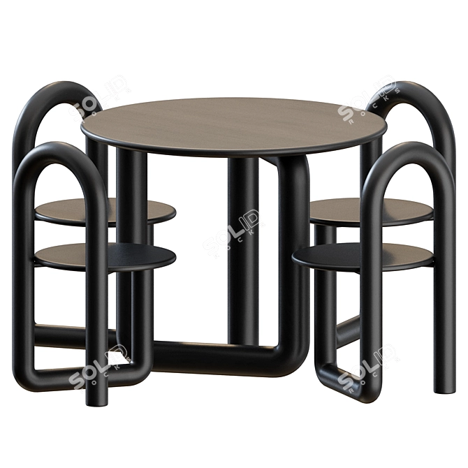 Elegant Mono Dining Set 3D model image 3