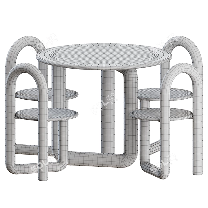 Elegant Mono Dining Set 3D model image 5