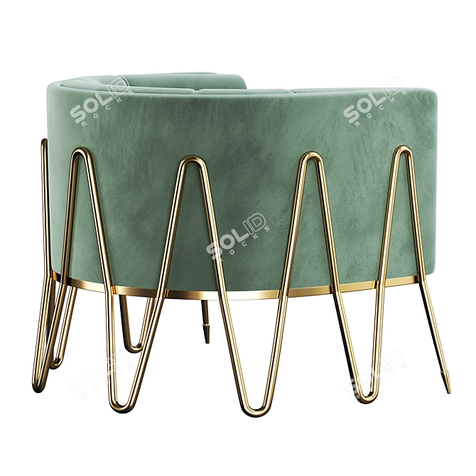 Golden Bliss Barrel Chair 3D model image 5