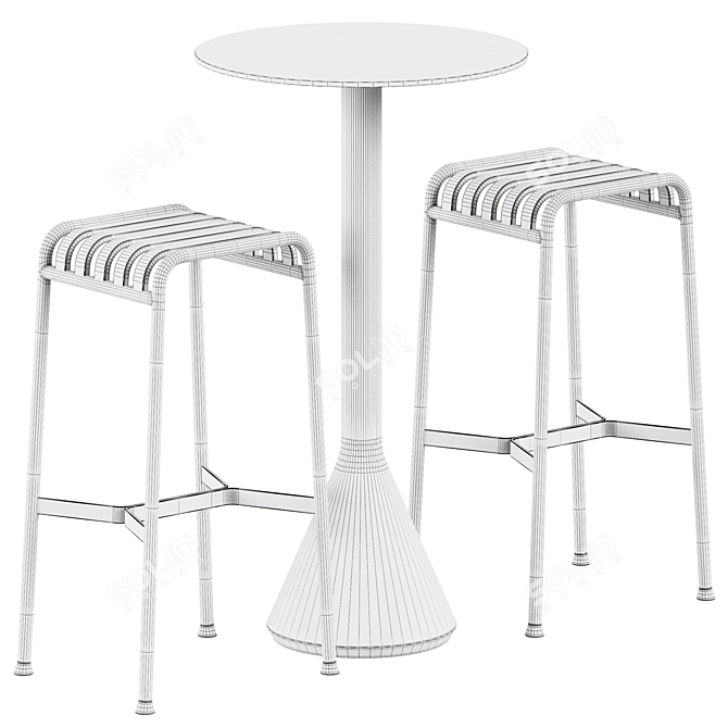 Modern Palissade Cone Table & Bar Stools 3D model image 2