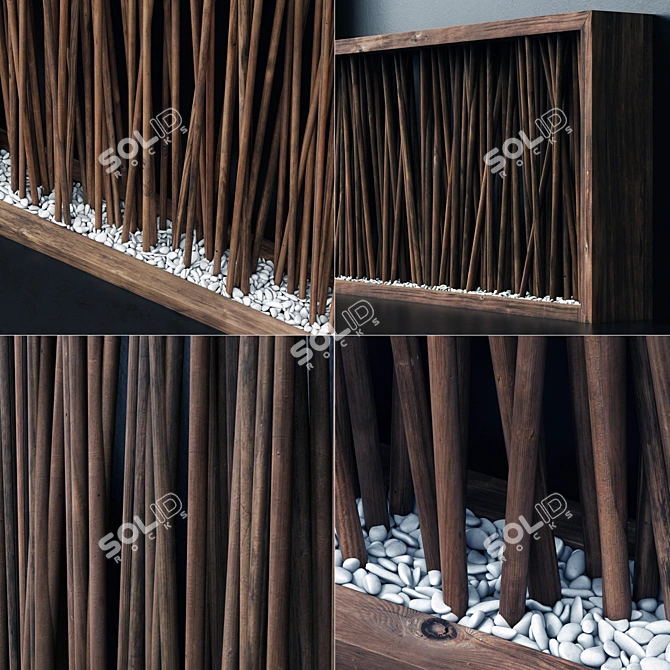 Branch Pebble Screen: Unique Natural Partition 3D model image 2