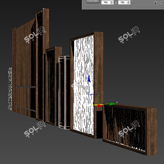 Branch Pebble Screen: Unique Natural Partition 3D model image 6