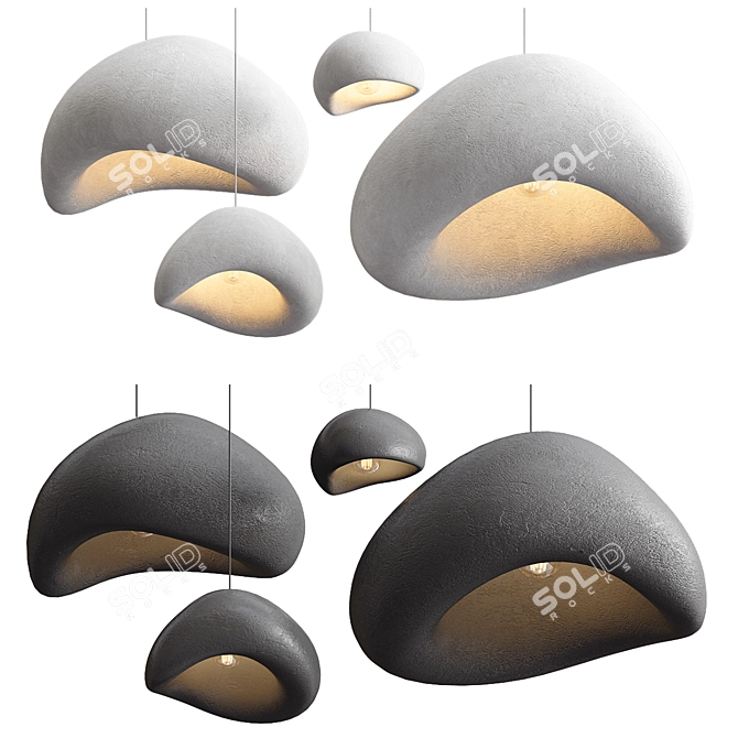 Sculpted Ceramic Pendant Lights 3D model image 1