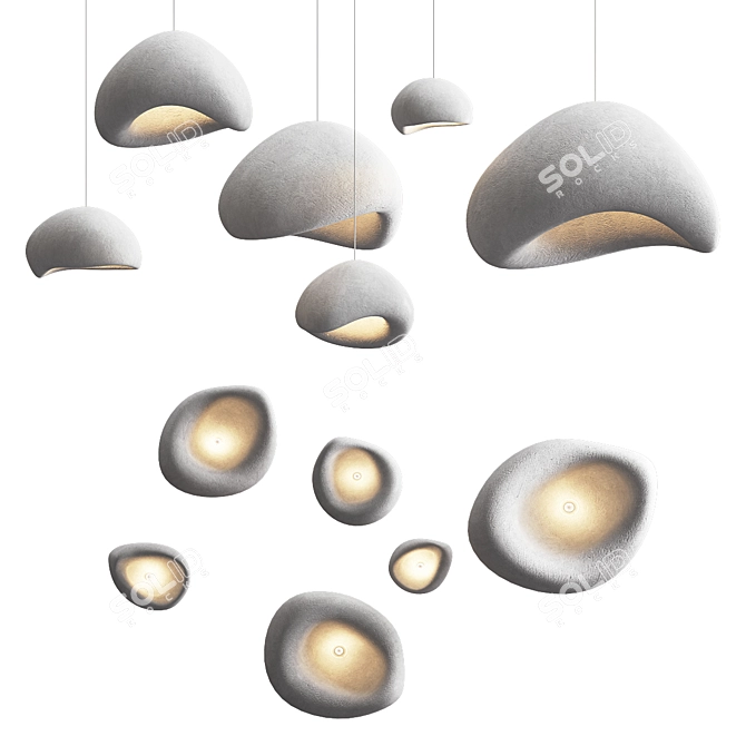 Sculpted Ceramic Pendant Lights 3D model image 2