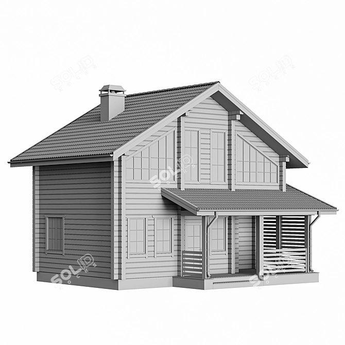 Cozy Two-Storey Wooden House 3D model image 6