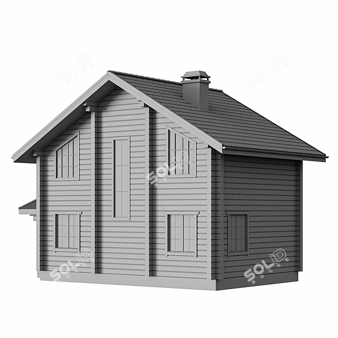 Cozy Two-Storey Wooden House 3D model image 7