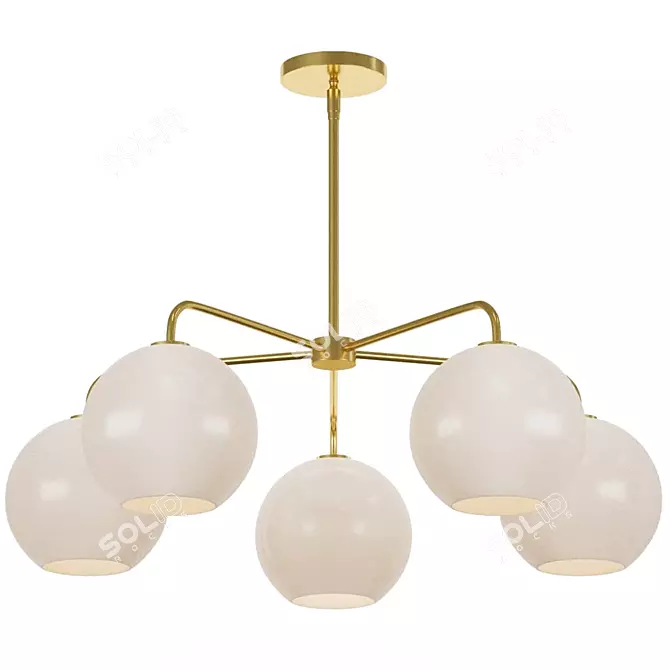 Modish Milk Glass Chandelier 3D model image 1