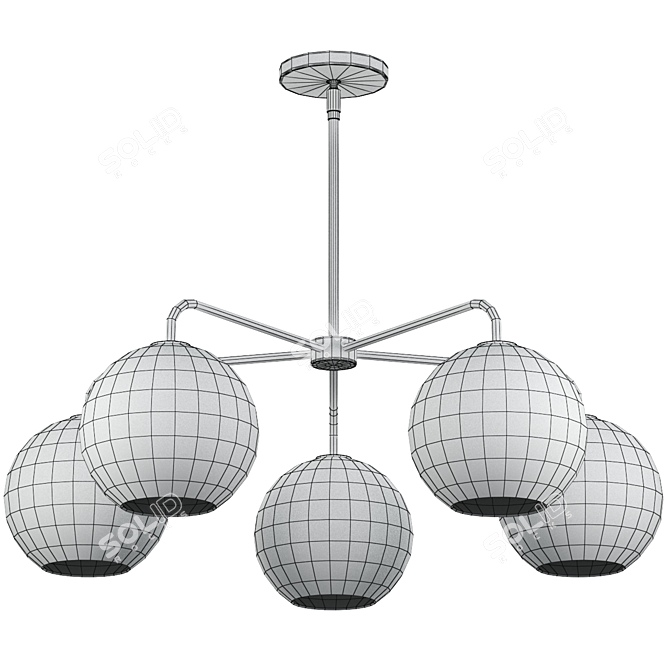 Modish Milk Glass Chandelier 3D model image 2