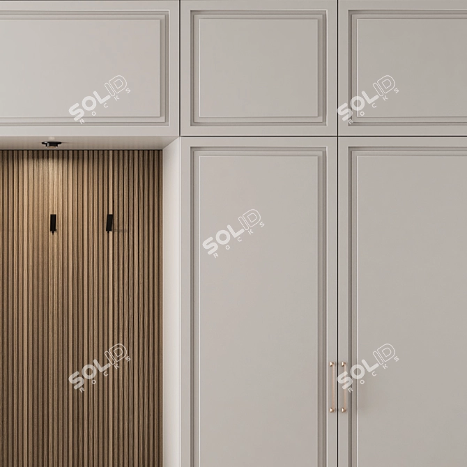 Stylish White and Wood Hallway Set 3D model image 3