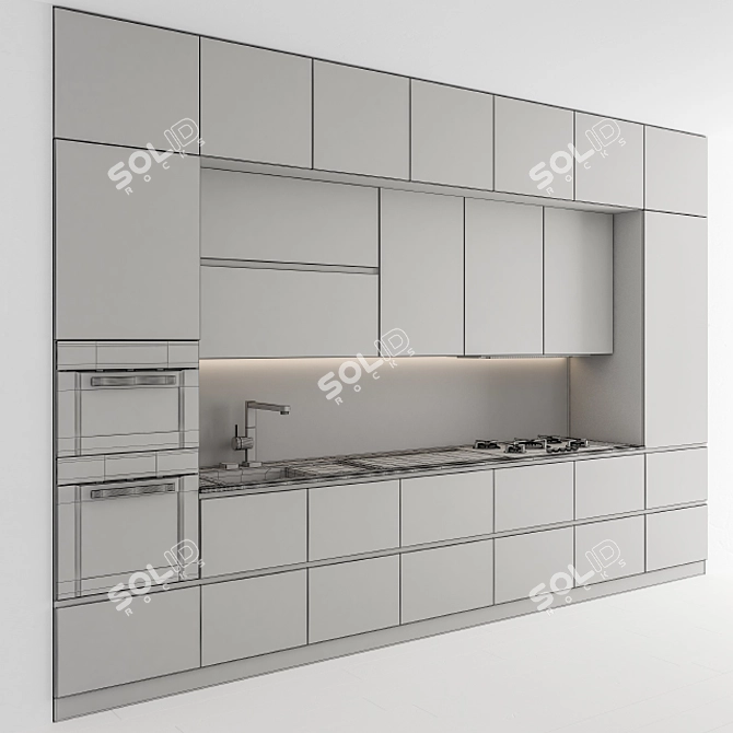 Modern BlackGray 54: Sleek Kitchen Upgrade 3D model image 6