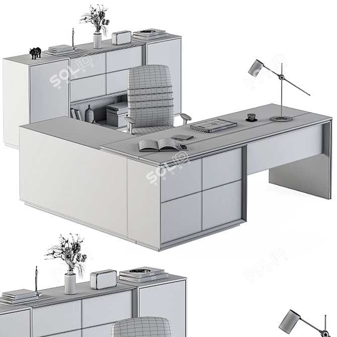 Sleek Executive Manager Office Set 3D model image 5