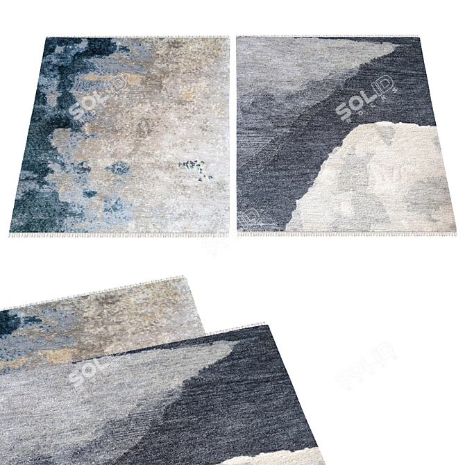 Geometric Outdoor Rug: Stylish and Durable 3D model image 1