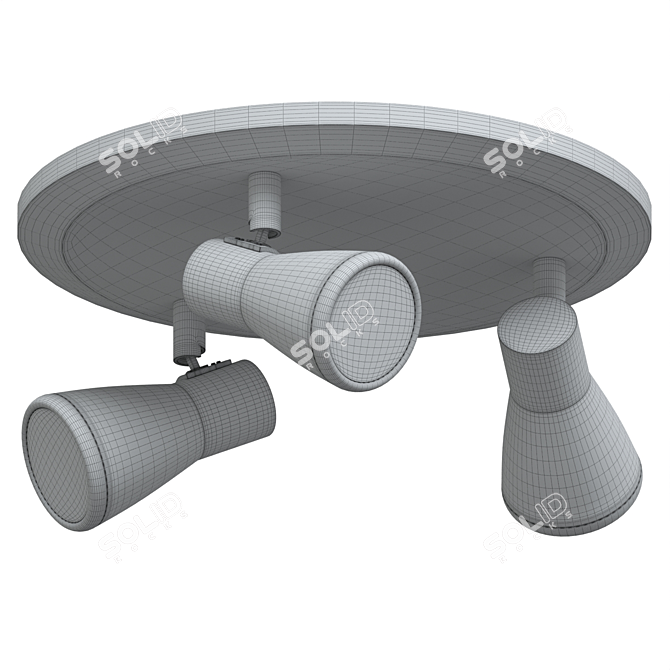Adjustable 3-Way Circular Spotlight 3D model image 2