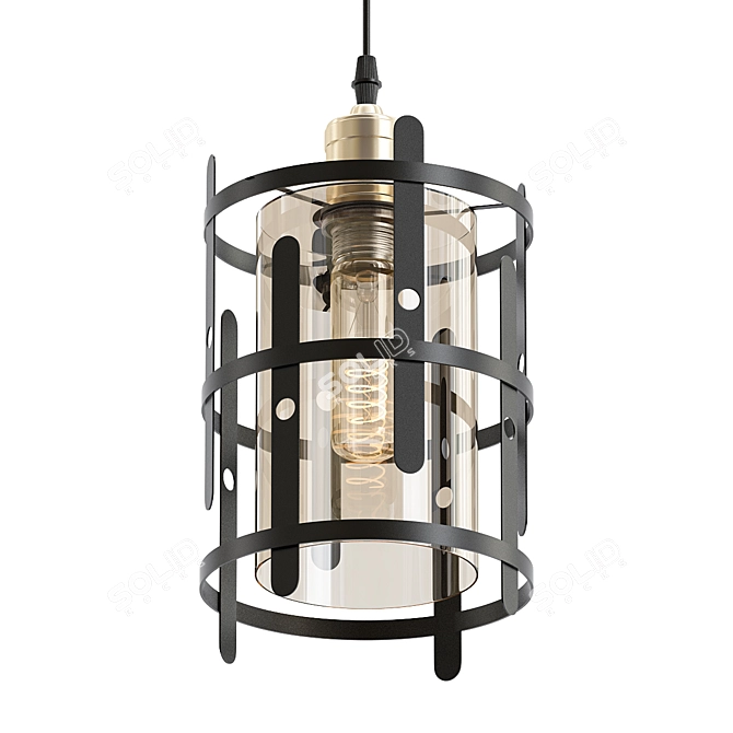 Elegant 4light Black Smoke Chandelier 3D model image 1