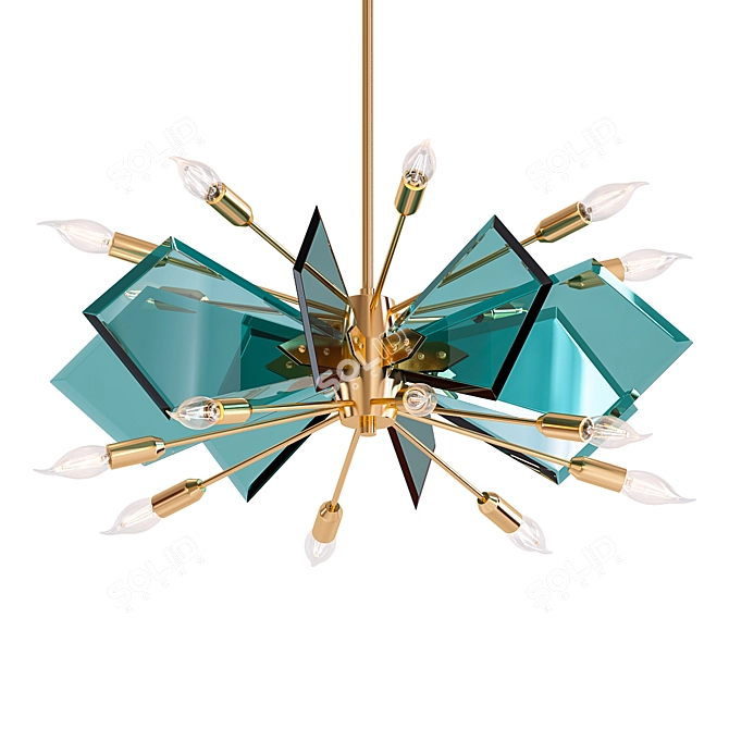 Elegant Italian Glass Chandelier 3D model image 1