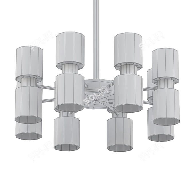 Sleek Black Coated Chandelier 3D model image 2