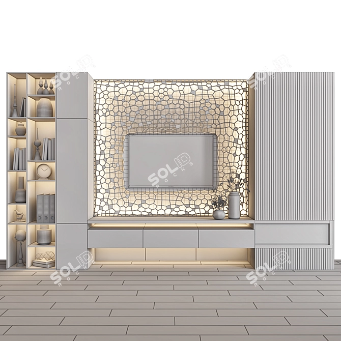 Customizable TV Wall with Decor 3D model image 4