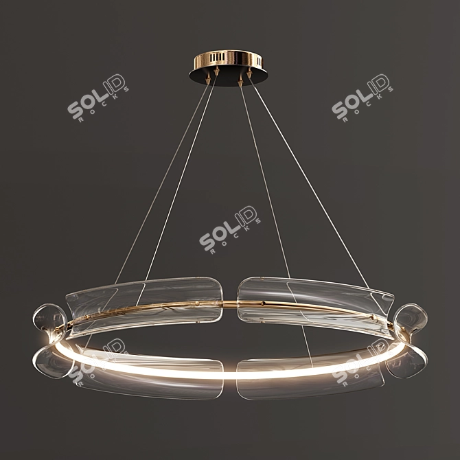 Sleek Round LED Chandelier 3D model image 1