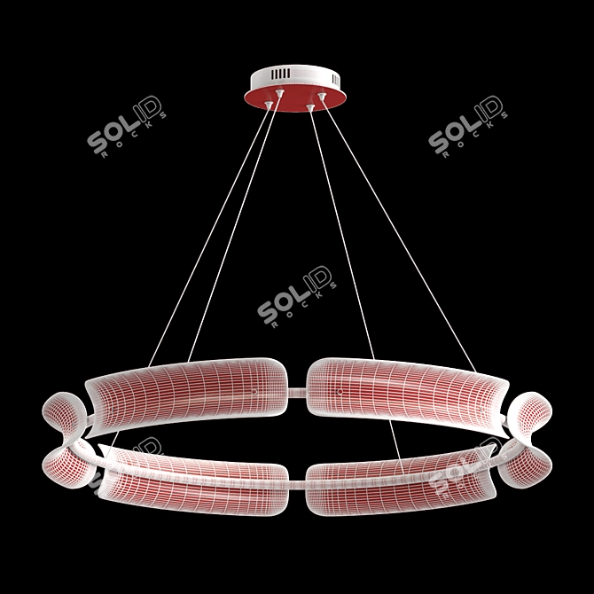 Sleek Round LED Chandelier 3D model image 2