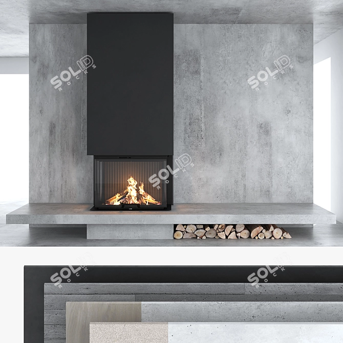 Title: Impression C 2G Decorative Wall with Fireplace 3D model image 1