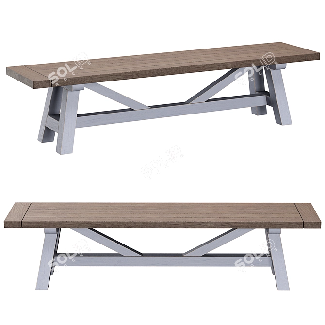 Iona Solid Pine Bench 3D model image 1