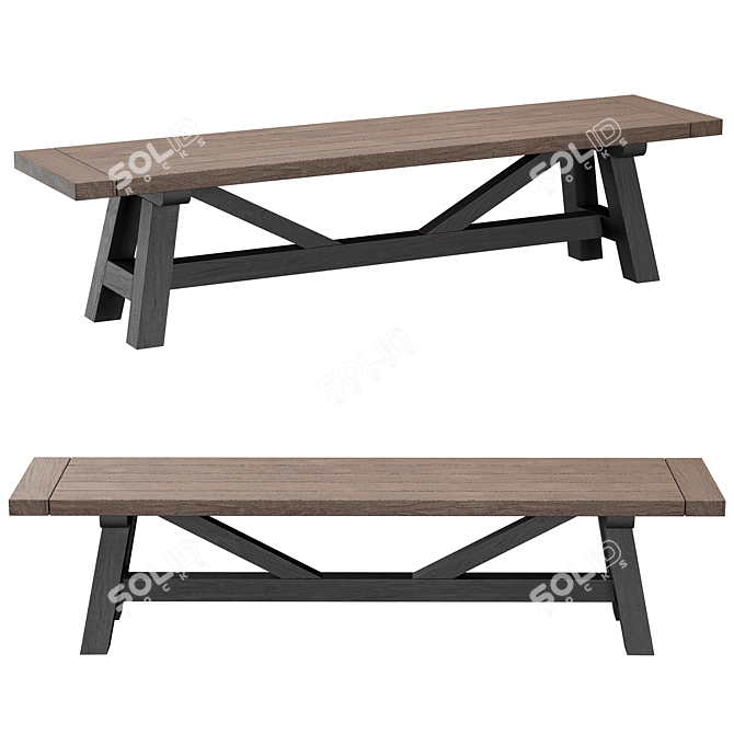 Iona Solid Pine Bench 3D model image 2