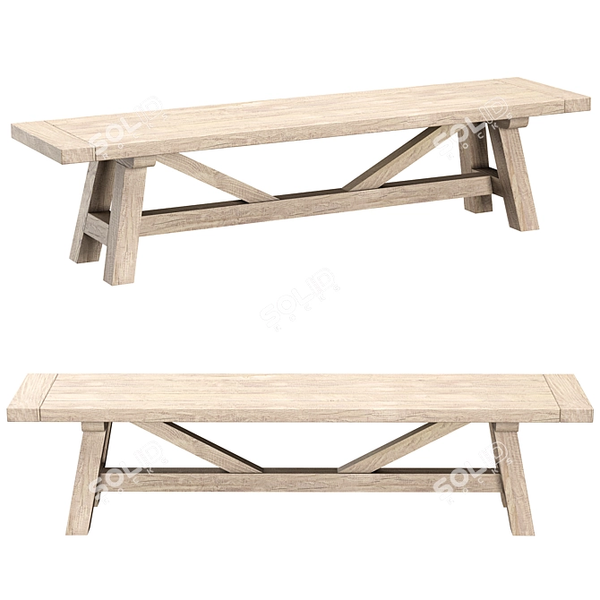 Iona Solid Pine Bench 3D model image 3