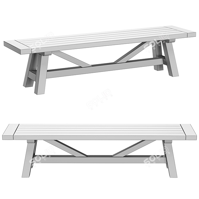 Iona Solid Pine Bench 3D model image 4
