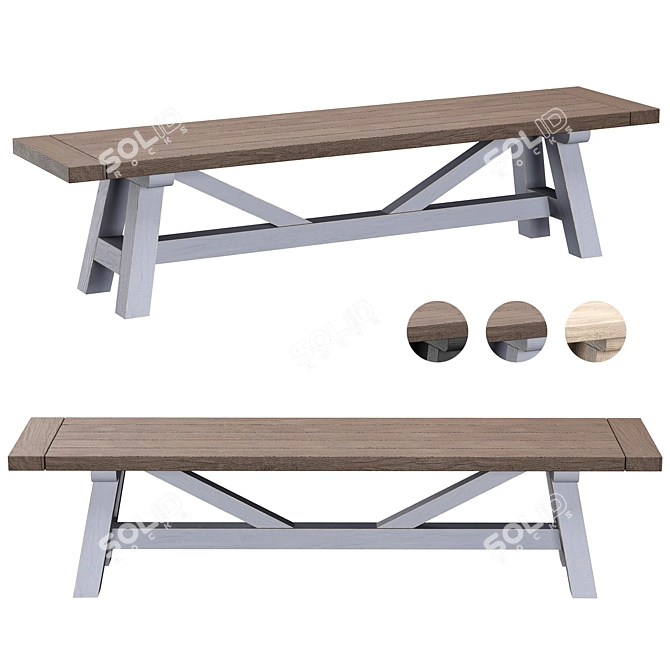Iona Solid Pine Bench 3D model image 5