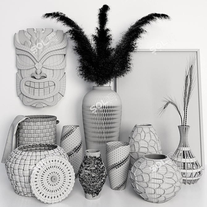 Elegant Decor Set with Vase & Sculpture 3D model image 5