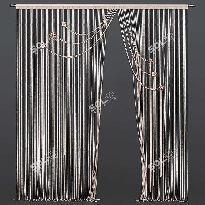 Elegant Kiseya Curtain 3D model image 1