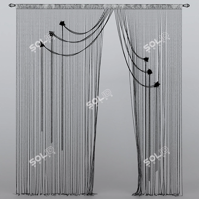 Elegant Kiseya Curtain 3D model image 3