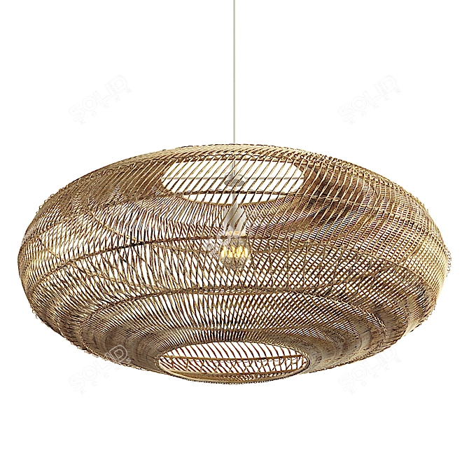 Rattan Chandelier Set: Stylish and Sustainable 3D model image 2