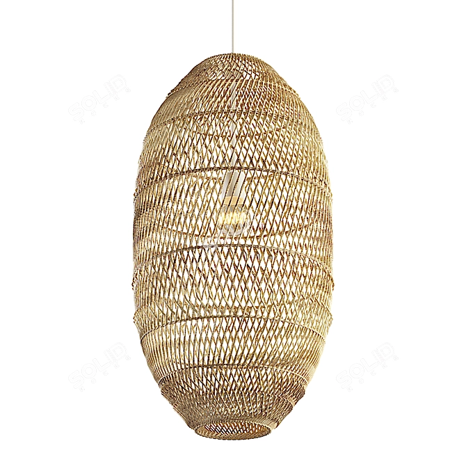 Rattan Chandelier Set: Stylish and Sustainable 3D model image 4