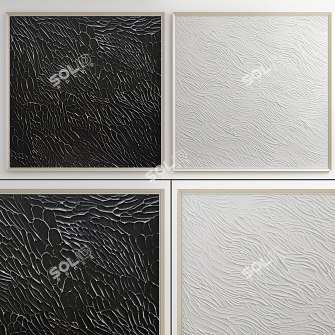 Poly Frame Art Collection: 2 Artworks, 4 Unique Frames 3D model image 6