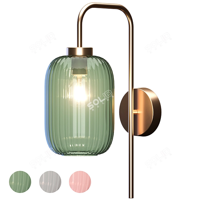  Antique Brass Green Wall Lamp | Briz 3D model image 5